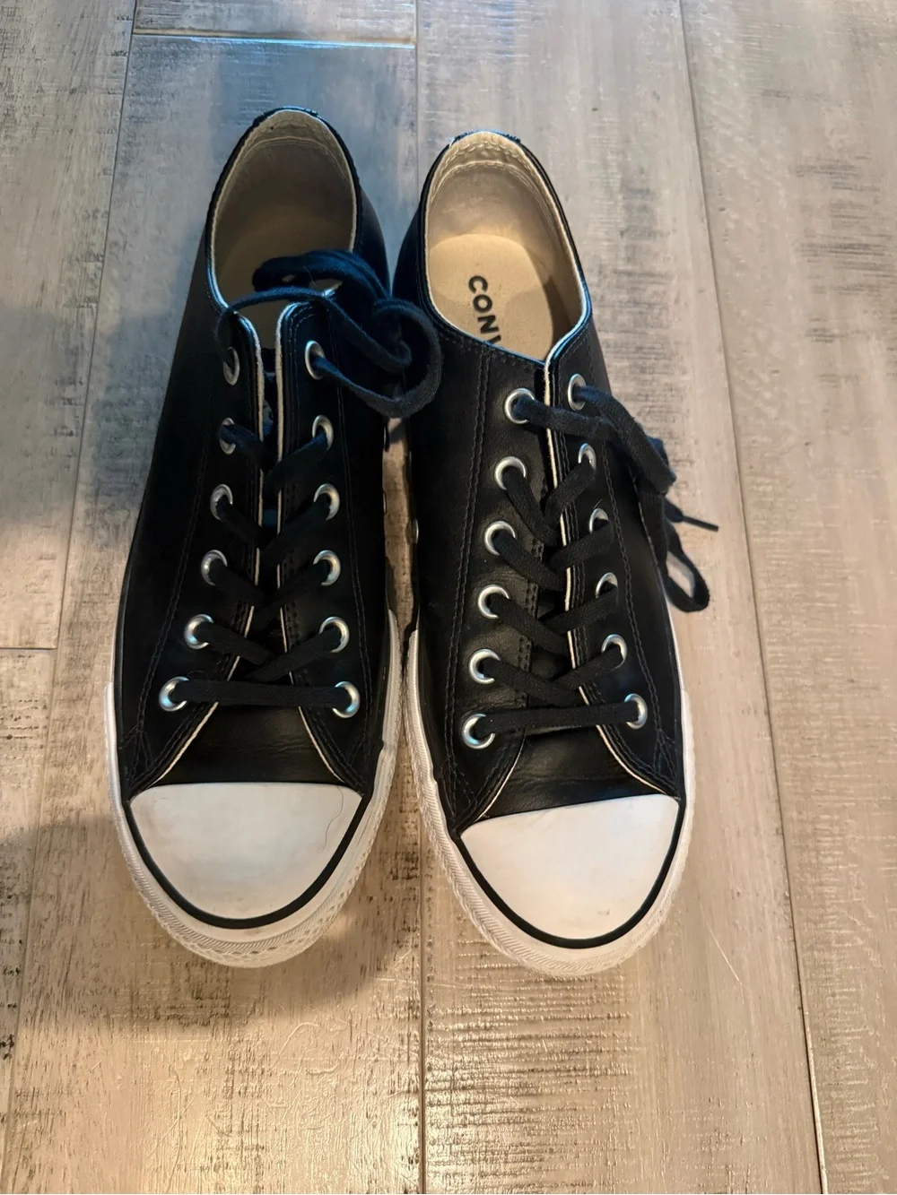 Converse Black & White Low-Top Leather Sneakers